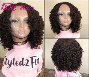 Full handtied blackdarkbrown Box Braids Wig With Baby Hair curly braided Synthetic Lace Front Wig Crochet braids hair For Woman6837269