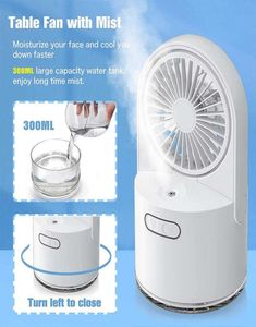 Two In One Humidifier Fan USB Rechargeable Desktop Air Cooler Personal Adjustable Cooling Fan With Night Light Water Mist4461012