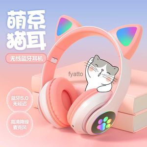 Telefon komórkowy słuchawki koty Zestaw słuchawkowy pazurowy słuchawek subwoofer Bluetooth bezprzewodowe słuchawki Kolorowe koty ucha na żywo VoiceH240312