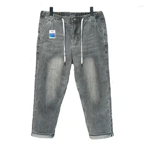 Men's Jeans Small Straight Elastic Waist Harlan Grey Stretch Fashionable High Trousers 38-48