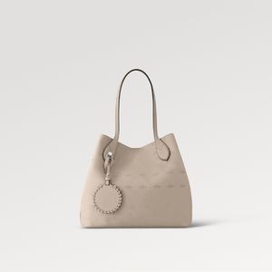 Explosion new Women's Blossom MM M21852 Galet Beige Mahina perforated calfskin leather Magnetic clasp closure Inside removable zipped pocket draped effect Fashion