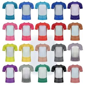Camisas branqueadas por sublimação para homens e mulheres, camisetas de poliéster branqueadas com transferência de calor em branco