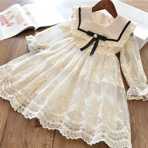 Flower Baby Girls Clothes Cute Lace Voile Wedding Birthday Party Princess Dresses Floral Brodery Kids Dress Family Clothes 240307