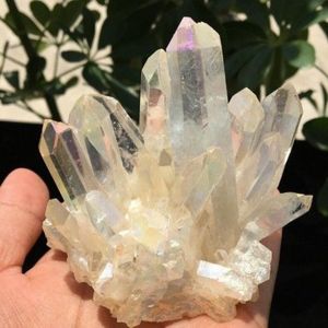 200g Raro lindo espécime de cluster de cristal de quartzo aura de chama branca T200117272v