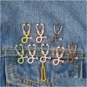 Pins broches bonito enfermeira médico estetoscópio esmalte broche criativo lapela crachá para mulheres homens menina menino moda jóias presente gota delive otomu