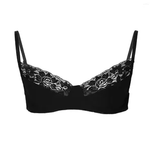 BHs Herren BH Bikini Top Sissy Dessous Bralette Glatte Blumenspitze Männer Drahtfrei mit verstellbaren Trägern Nachtwäsche Tops