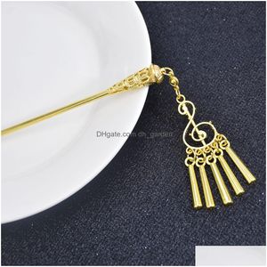 Hairpins Antique Vintage China Ethnic Hair Sticks Carved Flower Pendant Tassel For Women Unique Jewelry Accessories Drop Del Dhgarden Dhqya