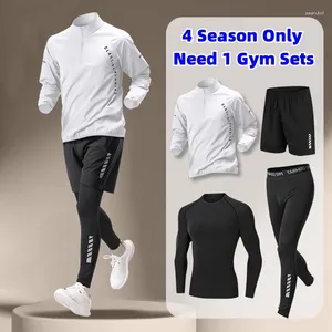 Tute da uomo Set da palestra per uomo Top per sport all'aria aperta Pantaloni Giacca a vento da gioventù alla moda Abbigliamento da allenamento da jogging traspirante Indossa 4 stagioni