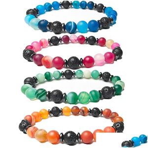 Beaded 8Mm Natural Lava Agate Stone Strands Beaded Bracelets For Women Men Lover Handmade Charm Yoga Energy Jewelry Drop Delivery Jew Dhjsk