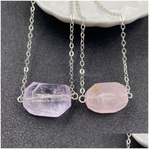 Pendant Necklaces Natural Crystal Stone Sier Plated Chain For Women Girl Party Club Decor Birthday Jewelry Drop Delivery Pendants Dhken