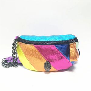 Style Waist Packs Fashion Women Colorful Chest Bag Rainbow Purse Eagle Metal On The Front Flap Swagger Sports 240308
