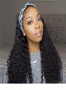 Headband Afro Kinky Curly Human Hair Wig For Black Women Glueless Curly Brazilian Scarf Wigs Remy Hair7361641