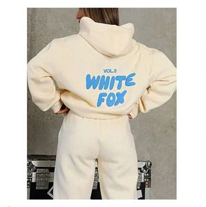 Designer White Fox Hoodie Set Womens Foaming Two 2 Piece Set Sporty Spring Autumn Winter Long Sleeped Pullover Hooded Mens Women Tracksuit