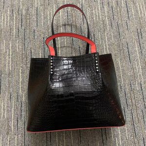 Saco de moda cabata designer totes rebite bolsa de couro genuíno bolsas compostas famoso bolsa sacos de compras preto branco para girl179c