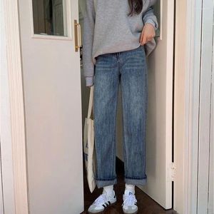 Women's Jeans Summer Vintage Baggy Y2k High Waist Spring Woman Streetwear Korean Fashion Denim Loose Straight Leg U368