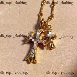 Colar de designer de jóias Double Cross CH Colar Feminino American Light Luxury Design High Sense Men's Chain Chromees Colar Corações Colar 375