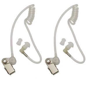 2pcs Flexible Spring Replacement Walkie Talkie Earphone Earpiece Coil Acoustic Air Tube for Two-way Radio Headsets (white)