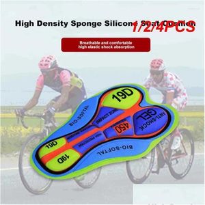 Vestuário de motocicleta 1/2 / 4pcs Almofada de ciclismo Shorts respiráveis ​​5D Pads Base de equitação de bicicleta ao ar livre Bicicleta 9D Silica Gel Pad Drop Delivery Ott0L