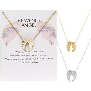 Guardian Angle Wings halsband gåva guld silver lycka till hänge choker länk kedja modedesign födelsedag jul vänskap smycken med meddelandekort