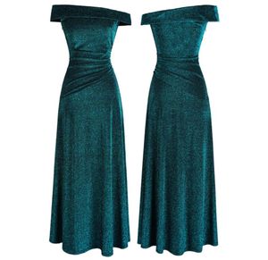 Angelfashions kvinnor av axel lysande siden ruched aline lång elegant aftonklänning prom klänning parti green 4668906770