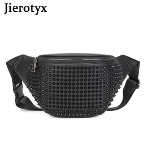 Jierotyx personlighet läder fanny pack vintage nit midja bröstkorgar påse påse bältespåse för kvinnor gotisk stil 240308