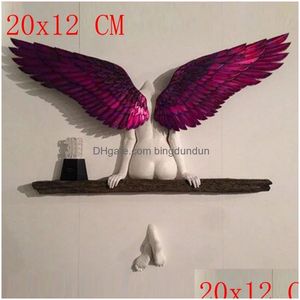 Wall Stickers 30Cm Angel Art Scpture Decoration 3D Statue Living Room Bedroom Home Decor Garden Artwork Wings Drop Delivery Dheaf