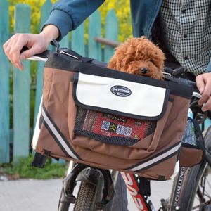 Portabel husdjurshundcykelbärare Basket Valpa Dog Cat Travel Bike Carrier Sits väska för små hundprodukter Traveltillbehör223K