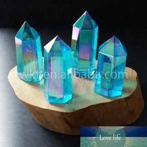 WT-G126 Aqua Aura Quartz Crystal Wand Aqua Aura Wand Point crystal point Healing Blue Quartz271E