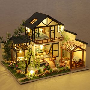 Modelo de construção casa de boneca 3d quebra-cabeça mini kit diy produção e montagem de brinquedos de sala decoração de quarto de casa com móveis w 240304