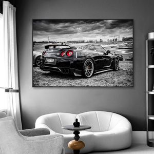 Pôster de lona de carro esportivo de corrida, nissan gtr supercar, pintura de parede, carros modernos, imagens de arte para sala de estar, decoração de casa, sem moldura293g