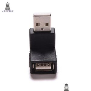 Conectores de cabos de computador 500 Pçs/lote 90 Graus Ângulo Usb 2.0 Um Macho Para Fêmea Adaptador Usb2.0 Acoplador Conector Extensor Conversor Fo Otsjk