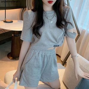 6535 Cotton New Small Casual Sportswear Womens Net Red Student Foreign Style T-shirt Shorts Two Piece Set Fashion