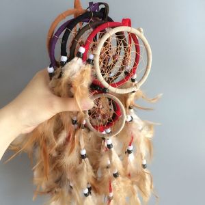 Anéis duplos feitos à mão apanhador de sonhos para casa pendurado decoração de apanhador de sonhos 6 cores artesanato misto artesanal who2699