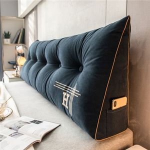 Novo europeu removível cabeceira velet almofada triangular cama encosto travesseiro para casal cintura macia sofá large3046