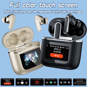 Smart trådlös Bluetooth -hörlurar ANC TWS LED Display Pekskärm Synliga hörlurar Aktiva brusavbokning Earphone Sport Earbjudningar