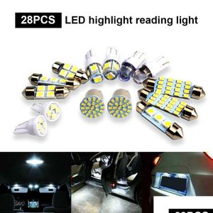 Dekorativa lampor 28st T10 W5W bil Interiör LED -ljus kupol registreringsskylt blandad lampstam parkering bbs set drop leverans bilar m dhfdg