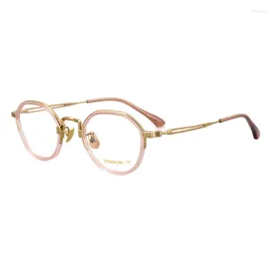 サングラスフレーム小さな光学眼鏡フレームポリゴン酢酸チタン女性用の高品質の眼鏡