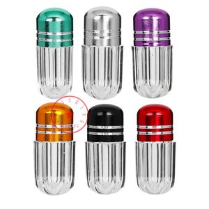 Mini Colorful Smoking Acrylic Aluminium Dry Herb Tobacco Cigarette Holder Stash Case Portable Pill Seal Storage Bottle Moisture-proof Snuff Pocket Container DHL