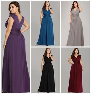 V Neck Chiffon A Line Golvlängd Lång brudtärna klänning Prom Party Evening Dress Special Endan Custom Made Plus Size Dress Gow3758430