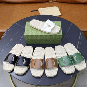 Projektanci slajdy wycinane g sipper sandały uwielbiają blokować g męskie kapcie modne luksusowe pp słomka plażowa sandał letni skórzana klapki rozmiar 39-44