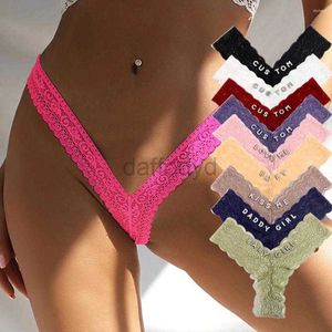 Külot Kadın Külotu Özel Kadınlar Dantel Teşherat V-String Diy adı kristal mektup bikini düşük bel iç çamaşırı dişi iç çamaşırı ldd240311