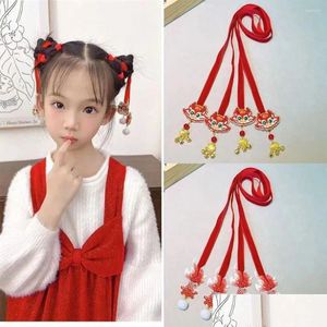 Hair Accessories Chinese Style Braided Rope Creative Koi Carp Bell Children Band Han Clothes Cloth Year Wear Gift Drop Delivery Baby K Otl9T