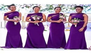 Vestidos de dama de honra sexy fora do ombro roxo até o chão vestidos de convidado de casamento júnior dama de honra vestido de seda elástica como cetim pa9826839