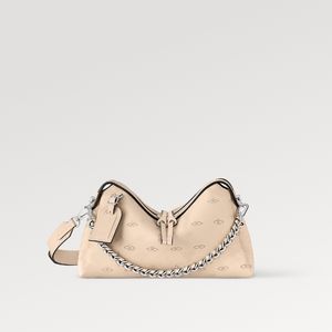 Explosion NEW Women's Hand It All PM M24114 Creme Beige Mahina calfskin Name tag Inside flat pocket perforated braided chain leather handle Hollowed out Designer