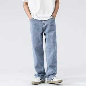 Мужские джинсы, мужские мешковатые поступления 2024 года, мужские прямые трендовые повседневные классические светло-голубые джинсовые брюки, роскошные брюки с низкой посадкой