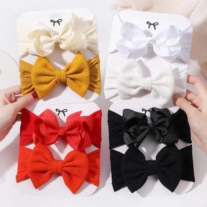 Hair Accessories 2pcs Baby Soft Headband Infant Born Bows Headwear Elastic Toddler Bandage Ribbon Big Head Band Dress Up