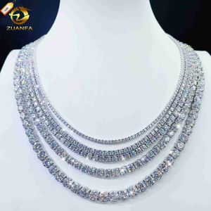 Pendanthalsband fabrikspris i full storlek Moissanite Tennis Necklace Pass Diamond Tester Tennis Chain 925 Sterling Silver L240314