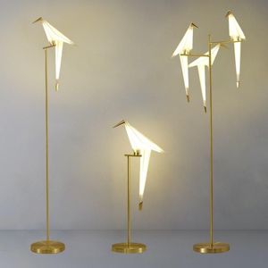 Nordische Vogel-Stehlampe, kreative Acryl-Tausend-Papier-Kraniche, Stand-Stehlampe für Heimdekoration, Gold für Wohnzimmer, Standing213D