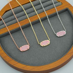 Pendant Necklaces Necklace Pink Rose Color Druse Real 18K Gold Plated Dangles Glitter Jewelries Letter Gift With free dust bag