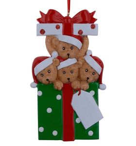 Ganze Bärenfamilie aus 4 Weihnachtsornamenten, personalisierte Geschenke, in die Sie Ihren eigenen Namen schreiben können, für Feiertags- und Heimdekoration6984369